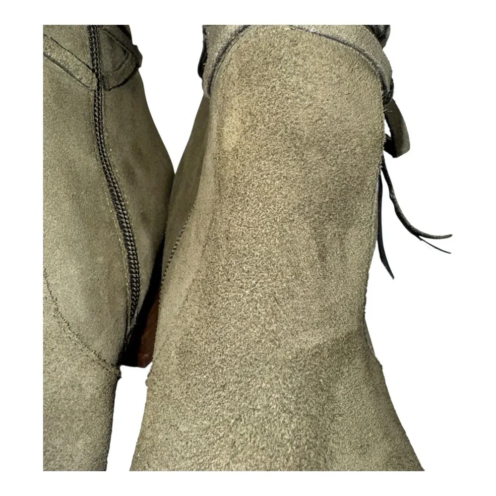 Violet & Red Janine Tall Shaft Olive Green Suede Boots Sz 8.5M - Picture 6 of 16